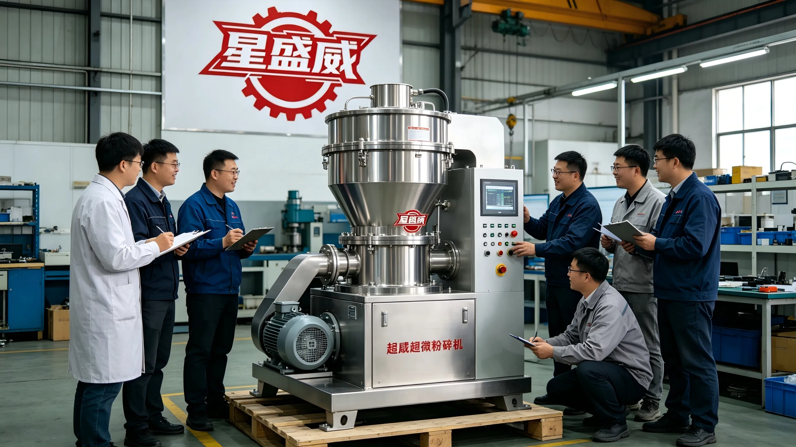 Jiangsu, Shandong és Hebei több régiójából vevők egy csoportja ellátogatott a Xingshengwei gépgyárba, hogy helyszíni tesztelést végezzen, és véglegesítse az Ultra Pulverizer beszerzési tervét.